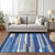 3' X 5' Navy Blue And Denim Blue Striped Washable Indoor Outdoor Area Rug