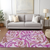 3' X 5' Lavender Blush And Purple Floral Washable Indoor Outdoor Area Rug