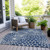 5' X 8' Navy Blue And Ivory Geometric Washable Indoor Outdoor Area Rug Transitional Style - Navy Blue, Ivory Color