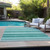 5' X 8' Aqua Striped Washable Indoor Outdoor Area Rug