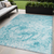 5' X 8' Teal Abstract Washable Non Skid Indoor Outdoor Area Rug Transitional Style - Teal Blue Color