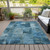 3' X 5' Blue And Ivory Abstract Washable Indoor Outdoor Area Rug