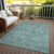 5' X 8' Teal Blue Geometric Washable Indoor Outdoor Area Rug