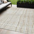5' X 8' Ivory Brown And Gold Striped Washable Indoor Outdoor Area Rug