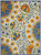 7' X 10' Ivory Blue Yellow And Orange Floral Indoor Outdoor Area Rug