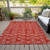 3' X 5' Red And Ivory Geometric Washable Indoor Outdoor Area Rug Transitional Style - Red, Ivory Color