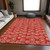 3' X 5' Red And Ivory Geometric Washable Indoor Outdoor Area Rug Transitional Style - Red, Ivory Color