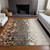 5' X 8' Ivory Gray And Gold Abstract Washable Indoor Outdoor Area Rug