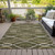 3' X 5' Olive Green Fern Green And Ivory Abstract Washable Indoor Outdoor Area Rug