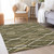 3' X 5' Olive Green Fern Green And Ivory Abstract Washable Indoor Outdoor Area Rug