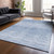 5' X 8' Denim Blue And Blue Abstract Washable Indoor Outdoor Area Rug