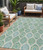 5' X 8' Sage Ivory And Teal Blue Floral Medallion Washable Indoor Outdoor Area Rug