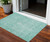 3' X 5' Aqua And Ivory Damask Washable Indoor Outdoor Area Rug