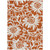 5' X 8' Rust and Ivory Floral Washable Non Skid Indoor Outdoor Area Rug