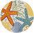 4' Blue Yellow And Orange Round Starfish Indoor Outdoor Area Rug