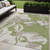 5' X 8' Olive Green Taupe And Beige Floral Washable Indoor Outdoor Area Rug