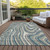 3' X 5' Teal Blue Gray And Taupe Abstract Washable Indoor Outdoor Area Rug