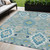 5' X 8' Teal Blue Green And Ivory Oriental Washable Indoor Outdoor Area Rug - Teal Blue, Green, Ivory