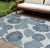 8' X 10' Navy Blue Sky Blue And Ivory Floral Indoor Outdoor Area Rug