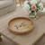 14" Natural And Black Feast Round Serving Tray With Handles