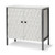 32" White and Gray Wood and Metal Carved Geometric Accent Cabinet With Two Doors