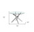 54" Clear and Silver Glass and Metal Cross Leg Base Round Top Dining Table
