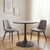 24" Gray and Bronze Wood and Steel Pedestal Base Round Top Dining Table