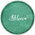14" Green And White Believe Round Serving Tray With Handles