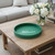 14" Green And White Believe Round Serving Tray With Handles