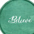 14" Green And White Believe Round Serving Tray With Handles