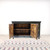 60" Dark Brown and Green Solid Wood Three Drawer Buffet Table with Two Doors