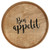 14" Natural And Black Bon Appetit Round Serving Tray With Handles