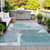 5' X 8' Teal Blue And Gray Abstract Washable Indoor Outdoor Area Rug