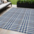 5' X 8' Navy Blue Ivory And Brown Plaid Washable Indoor Outdoor Area Rug