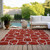 5' X 8' Red And Ivory Geometric Washable Indoor Outdoor Area Rug Modern Style - Red, Ivory Color