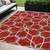 5' X 8' Red And Ivory Geometric Washable Indoor Outdoor Area Rug Modern Style - Red, Ivory Color