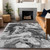5' X 8' Gray And Silver Horse Washable Indoor Outdoor Area Rug
