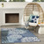 6' X 9' Navy Blue Floral Indoor Outdoor Area Rug