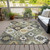 5' X 8' Fern Green Gold And Charcoal Southwestern Washable Indoor Outdoor Area Rug