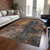 5' X 8' Blue Copper And Brown Abstract Washable Indoor Outdoor Area Rug
