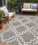 5' X 8' Taupe And Ivory Geometric Washable Indoor Outdoor Area Rug Transitional Style - Taupe, Ivory Color