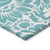 2' X 8' Teal and Ivory Floral Washable Non Skid Indoor Outdoor Runner Rug