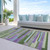 3' X 5' Moss Green Olive Green And Purple Striped Washable Indoor Outdoor Area Rug