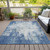 3' X 5' Denim Blue And Ivory Abstract Washable Indoor Outdoor Area Rug - 880016419245