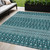 5' X 8' Teal Blue Aqua And Ivory Tribal Washable Indoor Outdoor Area Rug