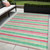 5' X 8' Green Striped Washable Non Skid Indoor Outdoor Area Rug