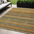 5' X 8' Coral Gold And Green Striped Washable Indoor Outdoor Area Rug