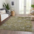 5' X 8' Brown Green And Gray Floral Washable Indoor Outdoor Area Rug