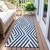 2' X 8' Navy and White Geometric Washable Non Skid Indoor Outdoor Runner Rug
