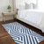 2' X 8' Navy and White Geometric Washable Non Skid Indoor Outdoor Runner Rug